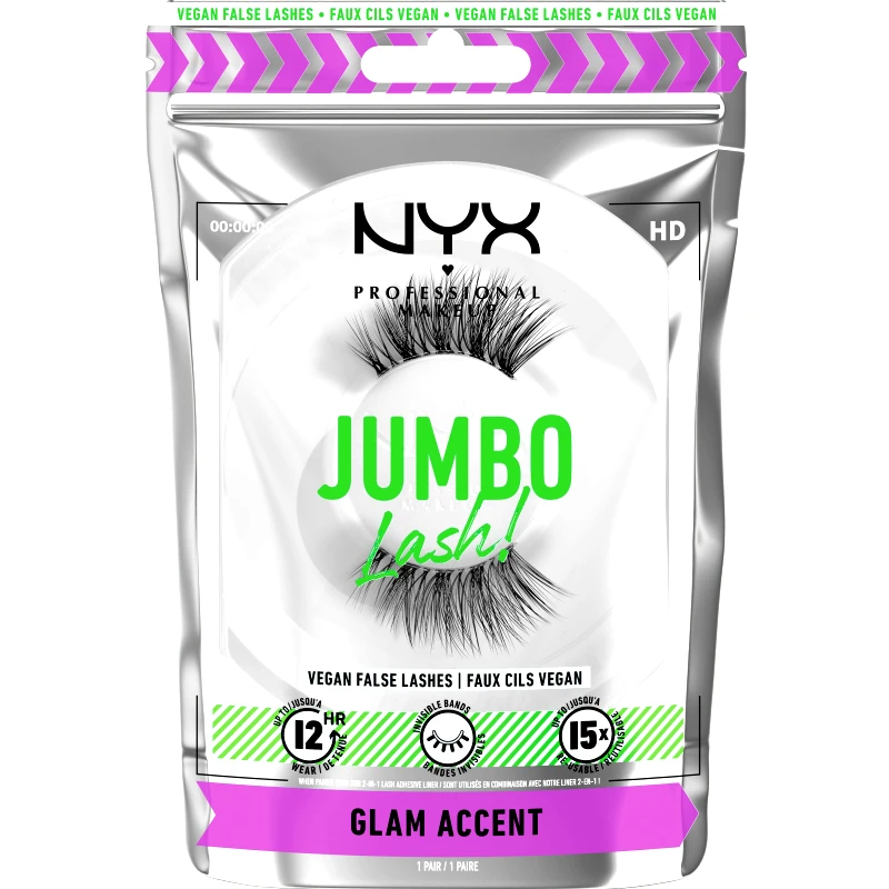 NYX Professional Makeup Nyx Professional Makeup Jumbo Lash! Vegan False Lashes Ψεύτικες Βλεφαρίδες για Καθηλωτικό Όγκο 1 Τεμάχιο - 06 Glam Accent
