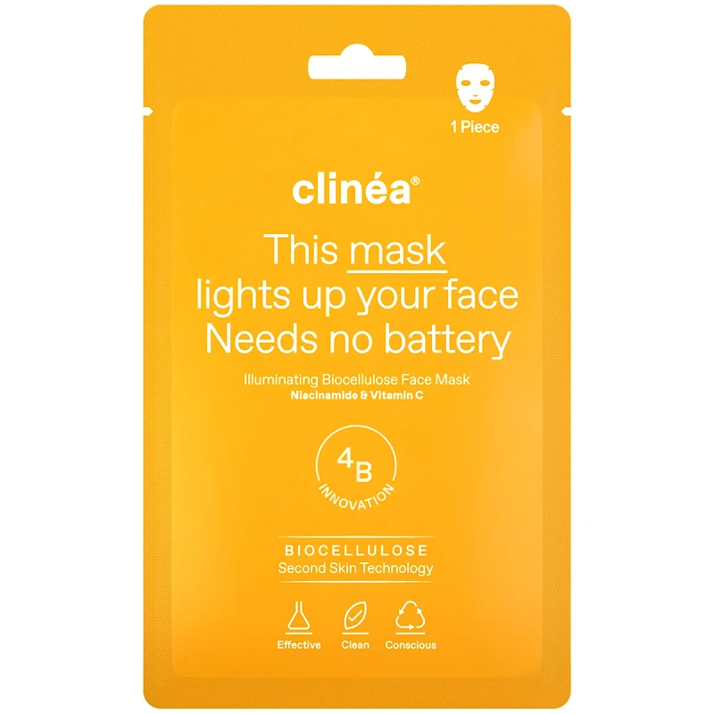 Clinea Clinea Illuminating Biocellulose Face Mask Μάσκα Προσώπου για Λάμψη με Βιοκυτταρίνη 1 Τεμάχιο