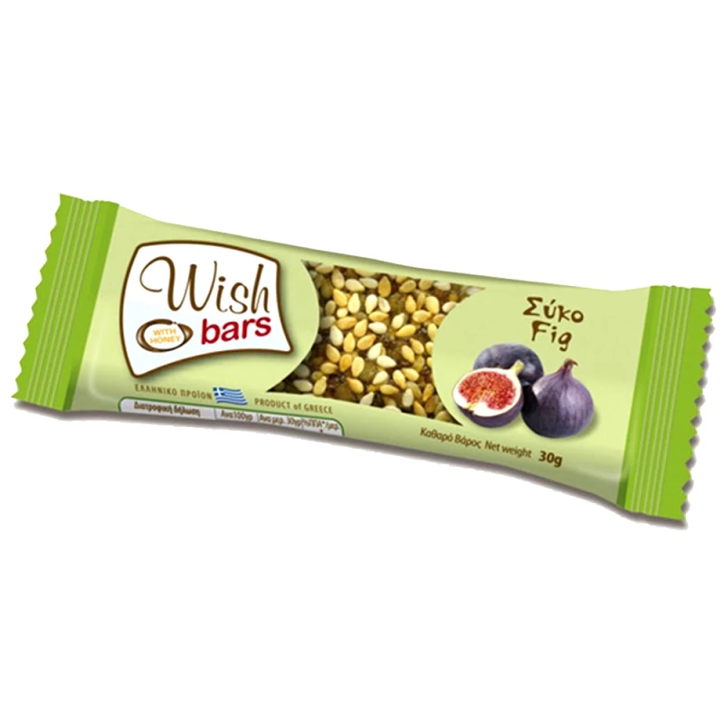 Wish Wish Bars Nuts & Fig Μπάρα Υγιεινής Διατροφής Χωρίς Ζάχαρη με Ξηρούς Καρπούς & Σύκο 30g