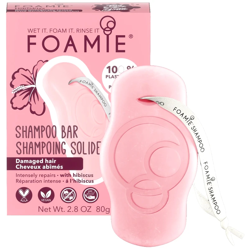 Foamie Foamie Hibiskiss Shampoo Bar Intensely Repairs Damaged Hair Μπάρα Καθαρισμού Μαλλιών με Εκχύλισμα Ιβίσκου για την Αποκατάσταση Κατεστραμμένων Μαλλιών 80g