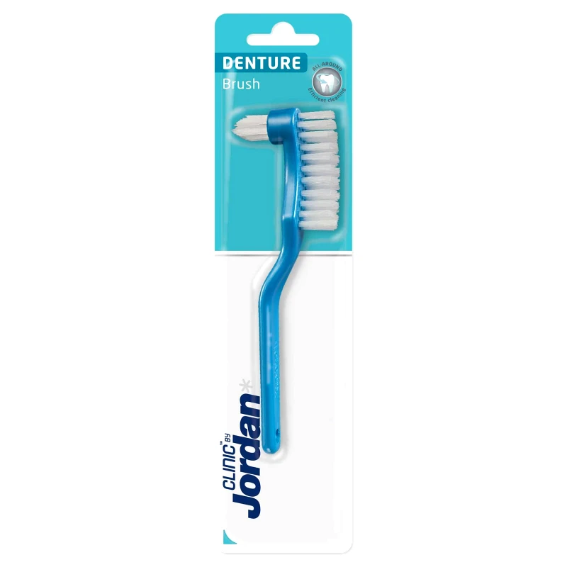 Jordan Jordan Clinic Denture Brush Οδοντόβουρτσα με Διπλή Κεφαλή για Τεχνητή Οδοντοστοιχία 1 Τεμάχιο - Μπλε