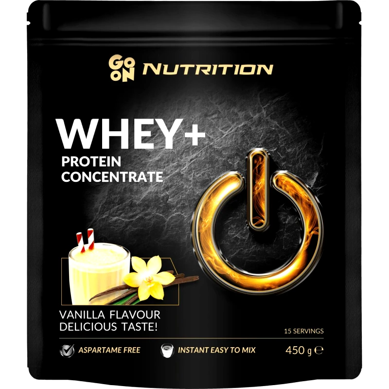 Go On Nutrition Go On Nutrition Whey+ Concentrate Protein Vanilla Συμπλήρωμα Διατροφής Ροφήματος Συμπυκνωμένης Πρωτεΐνης Ορού Γάλακτος WPC Υψηλής Ποιότητας για Αύξηση Μυϊκής Μάζας με Υπέροχη Γεύση Βανίλια 450g