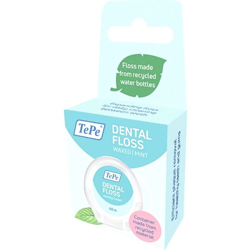 Tepe Tepe Dental Floss Waxed Mint Κηρωμένο Οδοντικό Νήμα για Αποτελεσματικό Καθαρισμό Ανάμεσα στα Δόντια με Γεύση Μέντα 40m
