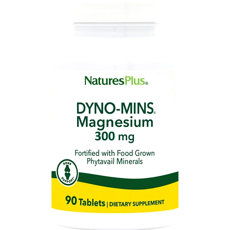 Natures Plus Natures Plus Magnesium Dyno-Mins 300mg Συμπλήρωμα Διατροφής με Μαγνήσιο & Εκχύλισμα Βοτάνων για Βέλτιστη Απορρόφηση για την Καλή Υγεία του Νευρικού, Μυϊκού Συστήματος, Οστών & Δοντιών 90tabs