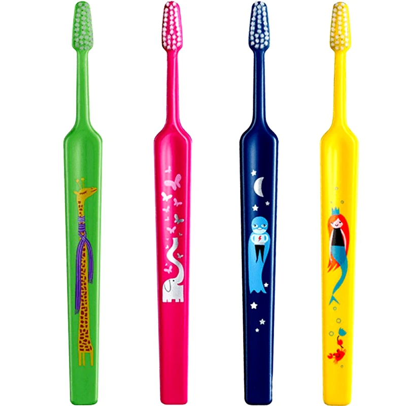Tepe TePe Kids Extra Soft Toothbrush 0-3 Years Οδοντόβουρτσα με Μικρή Κωνική Κεφαλή & Πολύ Μαλακές Ίνες Κατάλληλη για τα Πρώτα Δόντια 4 Τεμάχια - Multicolor 12