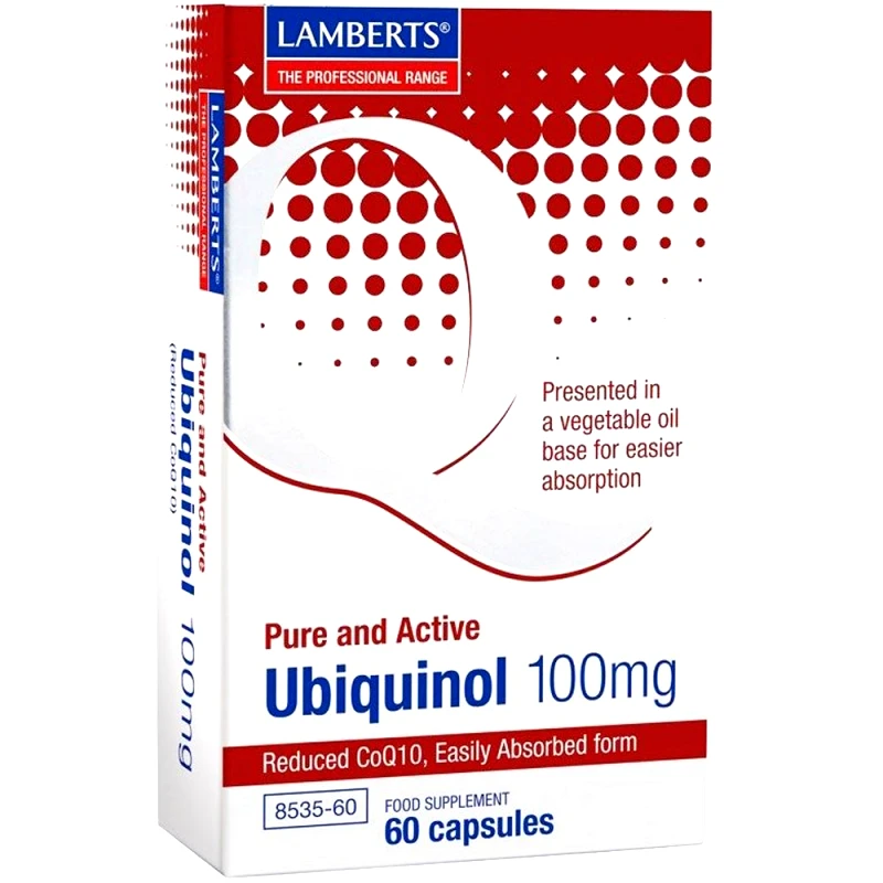 Lamberts Lamberts Ubiquinol Συμπλήρωμα Διατροφής Συνενζύμου Q10 σε Ενεργό Μορφή για Μέγιστη Απορρόφηση Απαραίτητο για την Παράγωγη Ενέργειας σε Κυτταρικό Επίπεδο με Αντιοξειδωτικές Ιδιότητες 100mg, 60caps