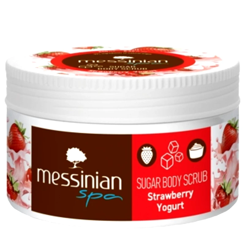 Messinian Spa Messinian Spa Strawberry Yogurt Sugar Body Scrub Απολεπιστικό Σώματος για Ενυδάτωση & Τόνωση της Ξηρής Επιδερμίδας με Άρωμα Φράουλας 250ml
