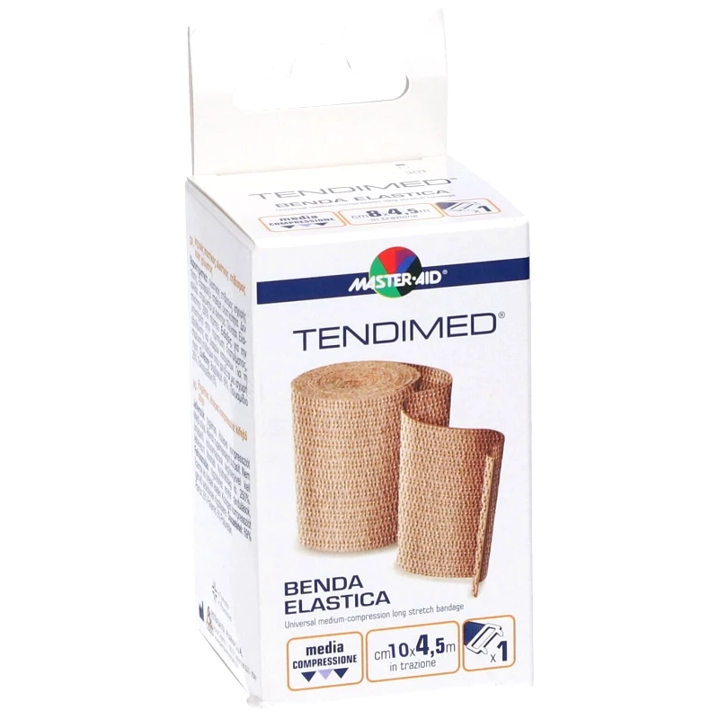 Master Aid Master Aid Tendimed Universal Medium Compression Long Strech Bandage 4,5m x 10cm Υπερελαστικός Επίδεσμος με Άγκιστρα σε Καφέ Χρώμα 1 Τεμάχιο