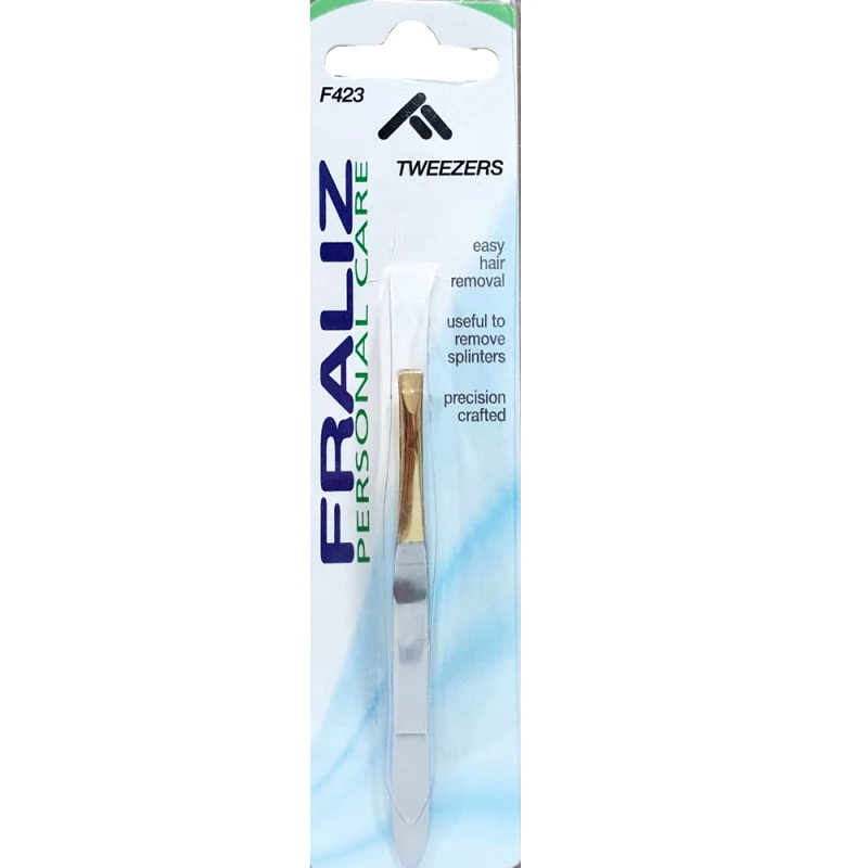 Health-Plus Fraliz F423 Tweezers Τσιμπιδάκι Φρυδιών με Ίσια Μύτη Χρυσή 1 Τεμάχιο