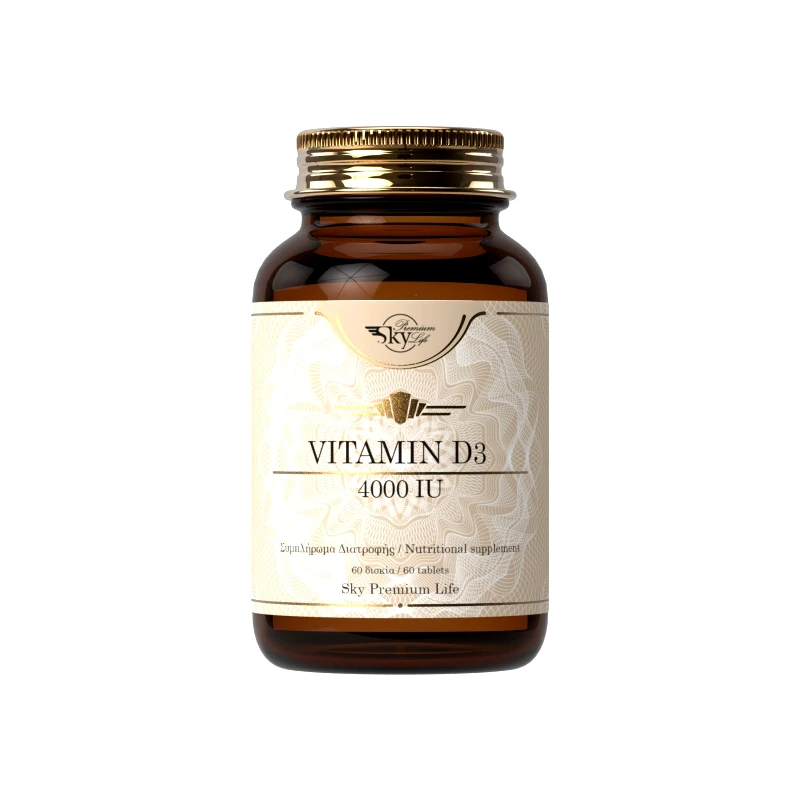 Sky Premium Life Sky Premium Life Vitamin D3, 4.000IU Συμπλήρωμα Διατροφής με Βιταμίνη D3 για Γερά Οστά και Δυνατό Ανοσοποιητικό 60 Δισκία