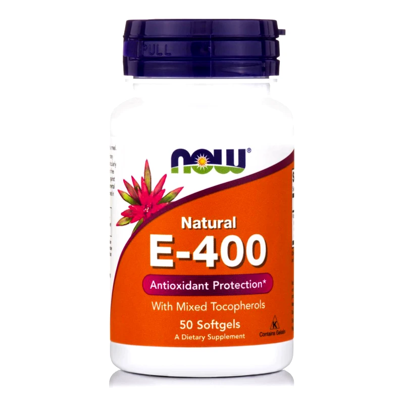 Now Now Foods E 400 IU Mixed Tocopherols / Unesterified Συμπλήρωμα Διατροφής Βιταμίνης Ε 50 softgels