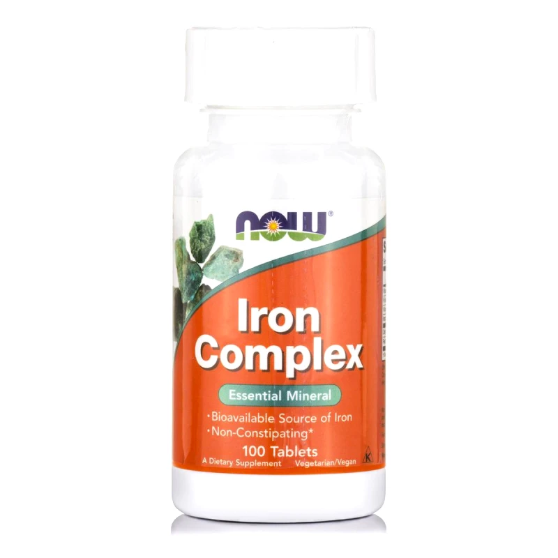 Now Now Foods Iron Complex Essential Mineral (Vegetarian) Συμπλήρωμα Διατροφής Σιδήρου σε Συνδυασμό με Φολικό Οξύ 100tabs