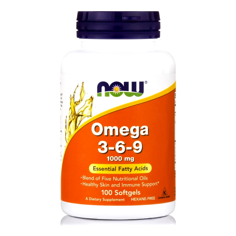 Now Now Foods Omega 3-6-9 1000mg Συμπλήρωμα Διατροφής, Συνδυασμός Ωμέγα 3-6-9 Λιπαρών Οξέων 100 Softgels