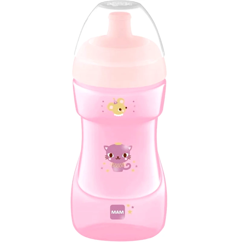 Mam Mam Sports Cup 12m+ Ροζ Ποτηράκι με Στόμιο που δε Στάζει 330ml, Κωδ 470G