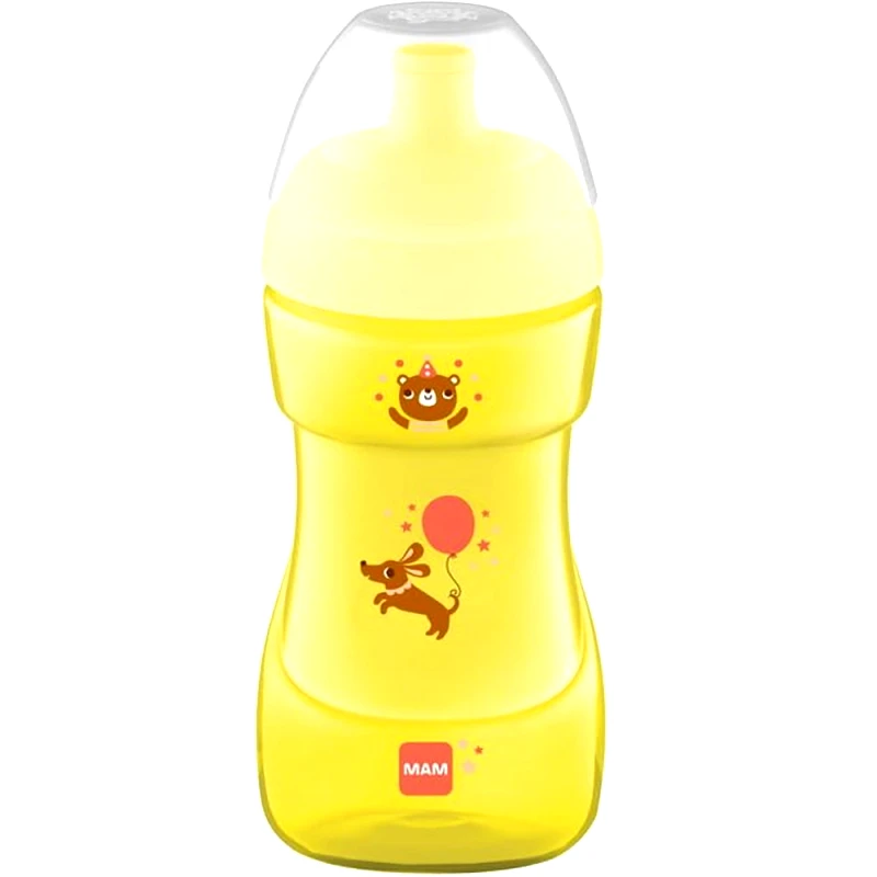 Mam Mam Sports Cup 12m+ Ποτηράκι με Στόμιο που δε Στάζει 330ml, Κωδ 470U - Κίτρινο