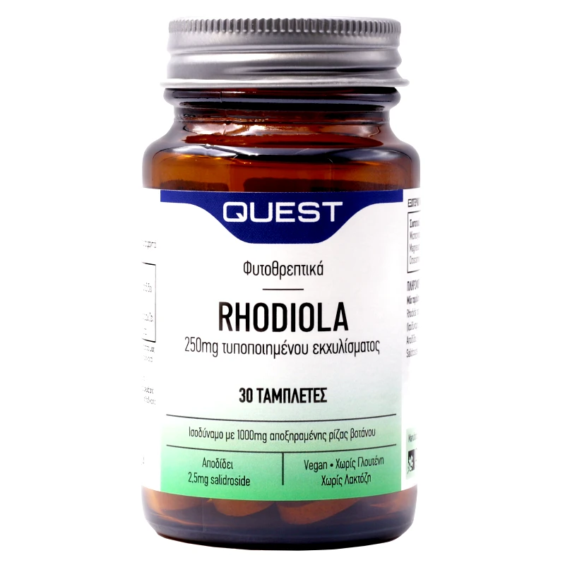 Quest Quest Rhodiola 250mg Extract Συμπλήρωμα Διατροφής με Εκχύλισμα από τη Ρίζα του Φυτού Ροντιόλα για Ρύθμιση του Στρες 30tabs