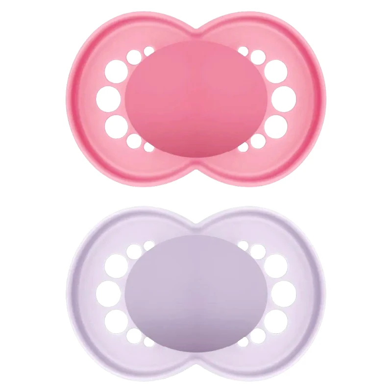 Mam Mam Original Unprinted Matt Silicone Soother 6-16m Ορθοδοντική Πιπίλα με Θηλή Σιλικόνης Φιλική προς το Δερματάκι του Μωρού με Πρακτική Θήκη Μεταφοράς 2 Τεμάχια, Κωδ 178SGC - Ροζ / Φούξια