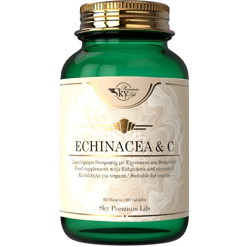 Sky Premium Life Sky Premium Life Echinacea & Vitamin C Συμπλήρωμα Διατροφής Διπλής Προστασίας με Εχινάκεια & Βιταμίνη C για Ενίσχυση του Ανοσοποιητικού Συστήματος 60tabs