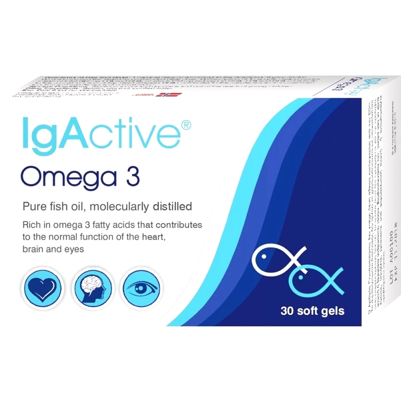 IgActive IgActive Omega 3 Συμπλήρωμα Διατροφής Πλούσιο σε Ωμέγα 3 Λιπαρά Οξέα για τη Φυσιολογική Λειτουργία της Καρδιάς, του Εγκεφάλου & της Όρασης 30 Softgels