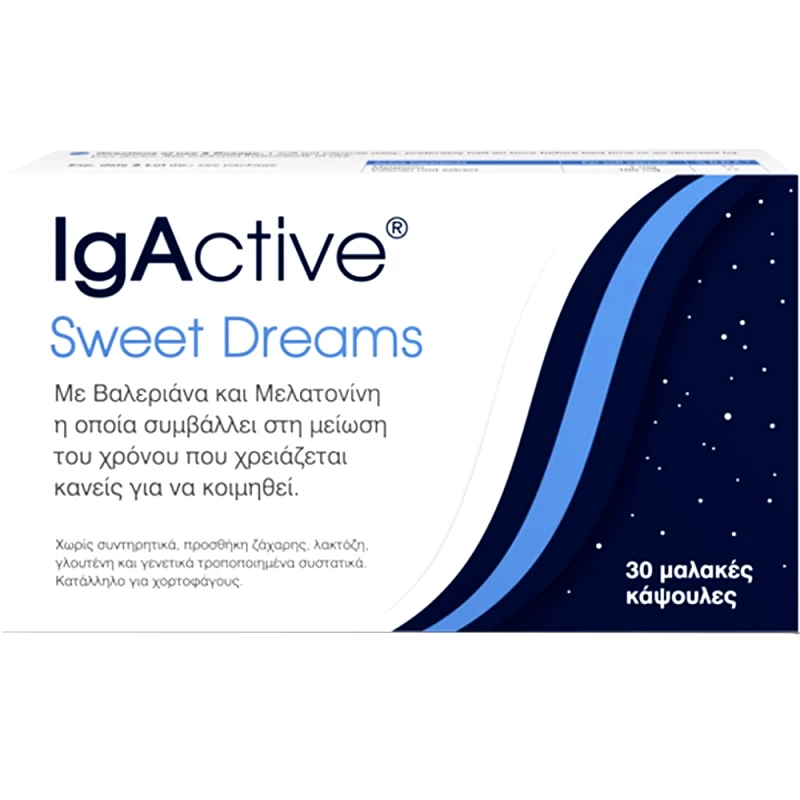 IgActive IgActive Sweet Dreams Συμπλήρωμα Διατροφής με Μελατονίνη & Εκχύλισμα Βαλεριάνας για Γρηγορότερο Ύπνο 30caps