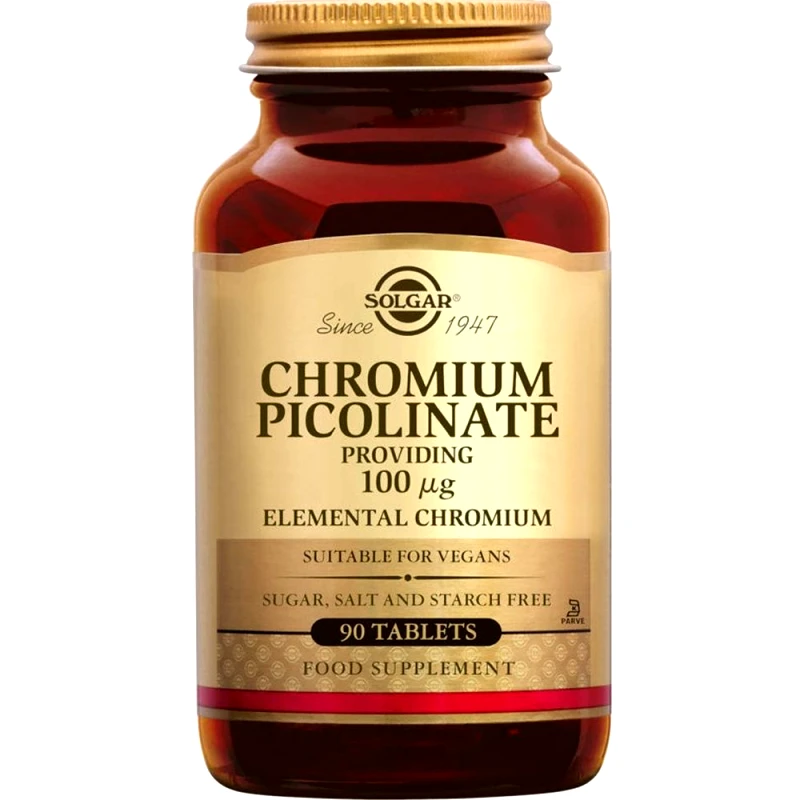 Solgar Solgar Chromium Picolinate 100μg Συμπλήρωμα Διατροφής Χρωμίου που Συμβάλει στον Έλεγχο του Επιπέδου Γλυκόζης στο Αίμα 90tabs