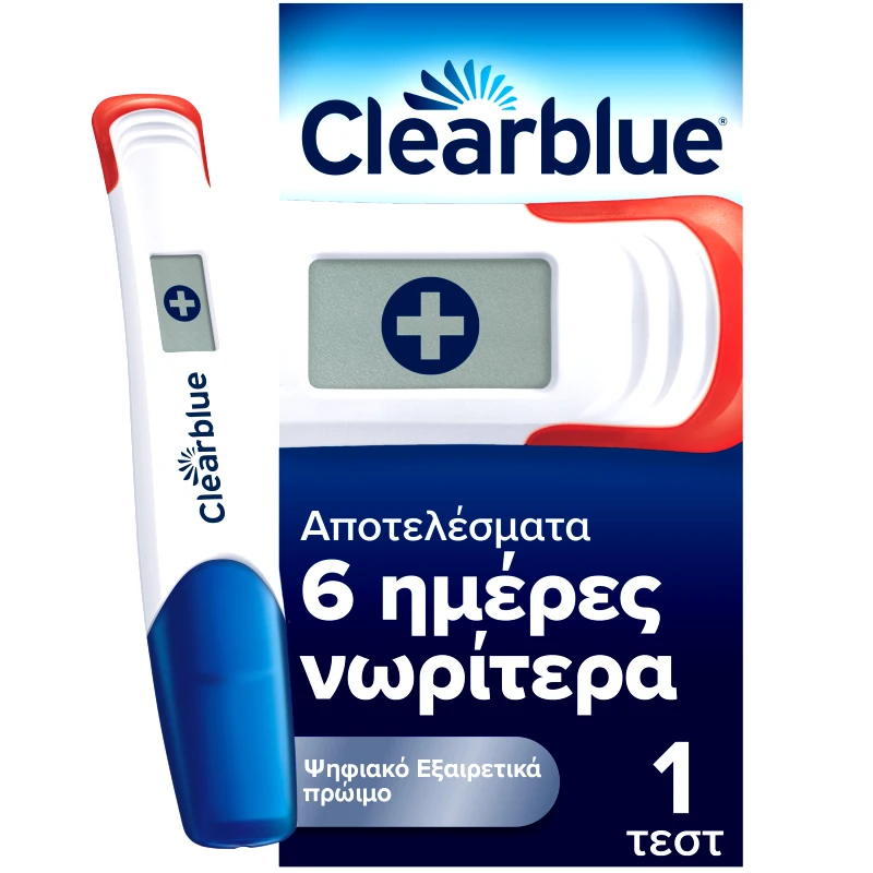 Clearblue Clearblue Digital Ultra Early Pregnancy Test Ψηφιακό Τεστ Εγκυμοσύνης με Οθόνη & Εξαιρετικά Πρώιμη Ανίχνευση για Αποτελέσματα Έως & 6 Ημέρες Νωρίτερα 1 Τεμάχιο