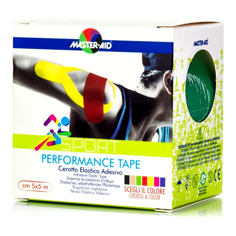 Master Aid Master Aid Sport Performance Tape Πράσινη Αυτοκόλλητη Ελαστική Ταινία για Επιδέσεις 5mx5cm 1 Τεμάχιο