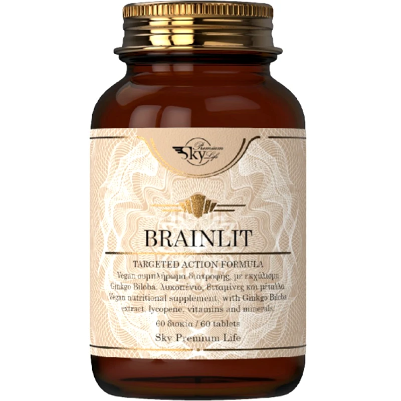 Sky Premium Life Sky Premium Life Brainlit Συμπλήρωμα Διατροφής Εκχυλίσματος Ginkgo Biloba, Βιταμινών, Μετάλλων & Αμινοξέων για την Υποστήριξη της Μνήμης & την Ενίσχυση των Εγκεφαλικών Λειτουργιών 60tabs