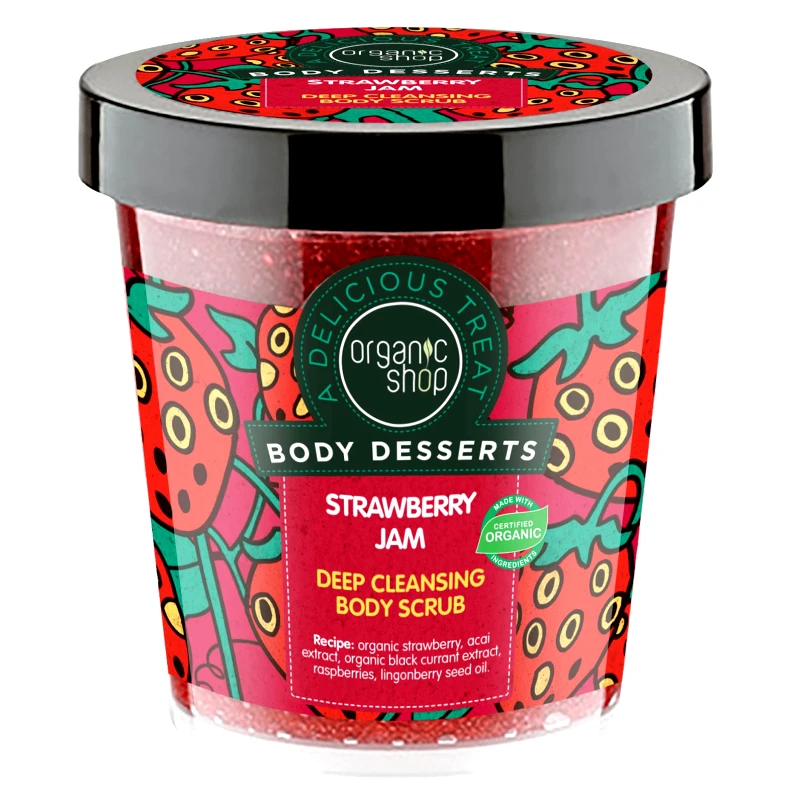 Natura Siberica Organic Shop Body Desserts Strawberry Jam Deep Cleansing Body Scrub Απολεπιστικό Σώματος για Βαθύ Καθαρισμό με Άρωμα Μαρμελάδα Φράουλα 450ml