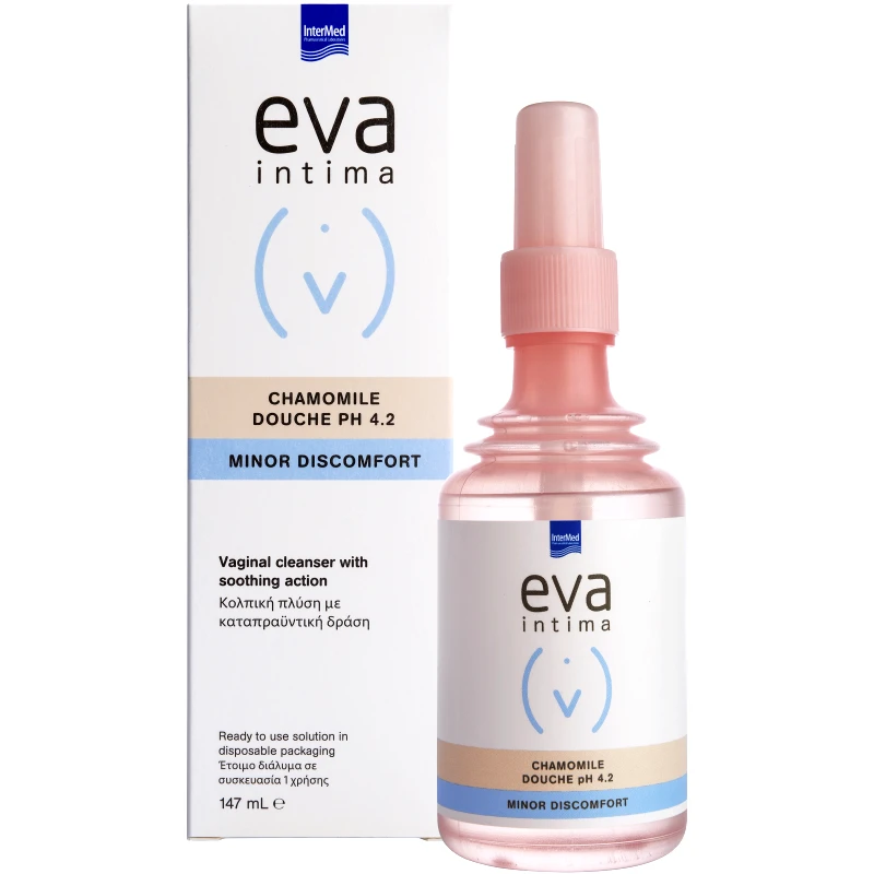 Eva Eva Intima Chamomile Douche Κολπική Πλύση για τον Καθαρισμό & την Ανακούφιση των Συμπτωμάτων από Ερεθισμό ή Κολπίτιδα 147ml