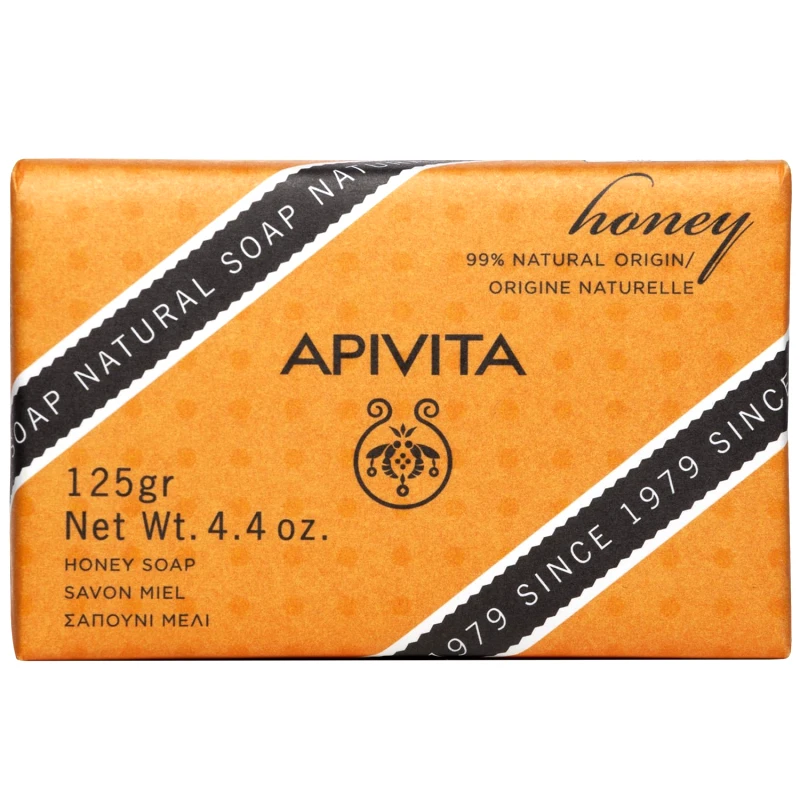 Apivita Apivita Natural Soap With Honey Φυτικό Σαπούνι με Μέλι, με Καταπραϋντικές & Μαλακτικές Ιδιότητες, Ιδανικό για Ξηρή Επιδερμίδα 125g
