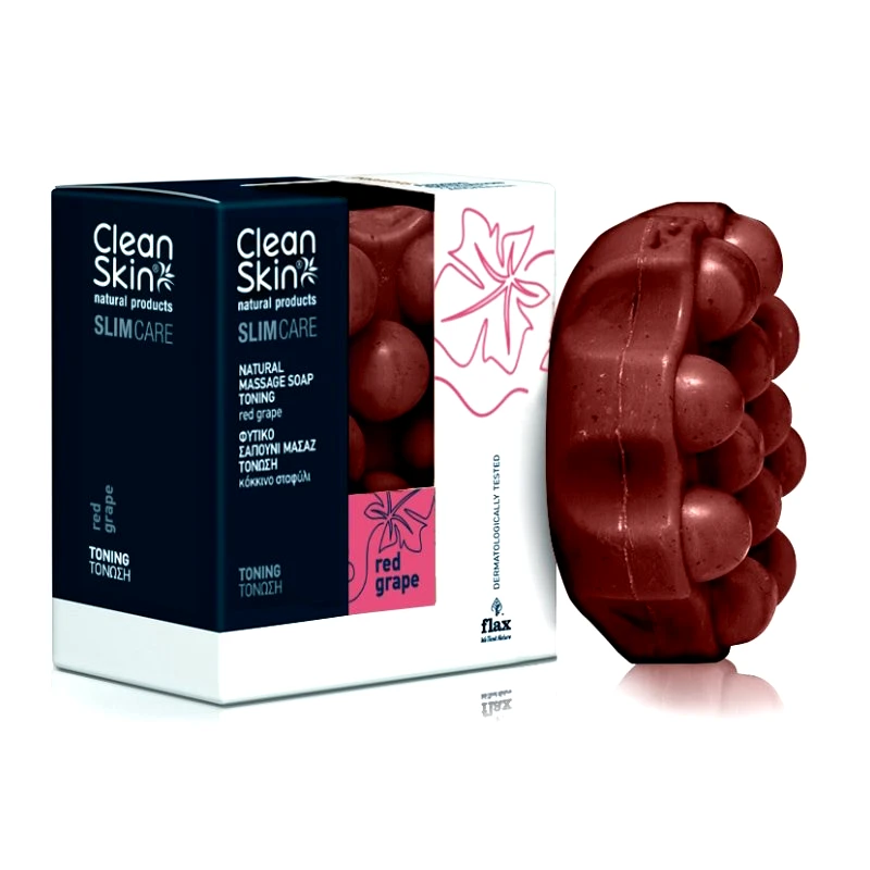 Lifoplus CleanSkin Slimming & Toning Natural Massage Soap Red Grape Φυτικό Σαπούνι Μασάζ για Αδυνάτισμα & Τόνωση Κόκκινο Σταφύλι 100g