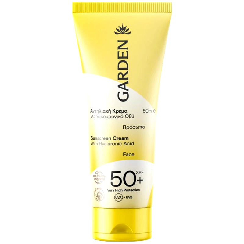 Garden Garden Sunscreen Cream with Hyaluronic Acid Spf50+ Αντηλιακή Κρέμα Προσώπου με Υαλουρονικό Οξύ Πολύ Υψηλής Προστασίας 50ml