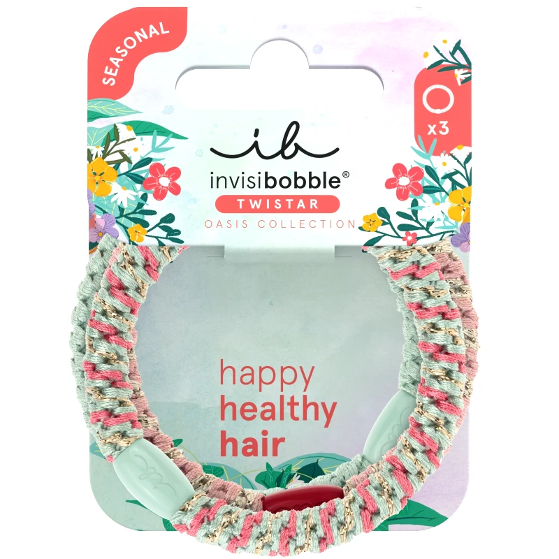 Invisibobble Invisibobble Twistar Oasis Mint Braids Λαστιχάκια Μαλλιών για Λεπτά έως Κανονικά Μαλλιά 3 Τεμάχια