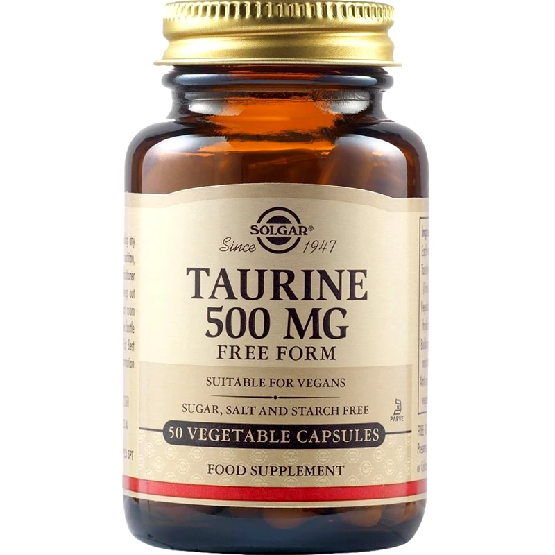Solgar Solgar Taurine 500mg Συμπλήρωμα Διατροφής Αμινοξέος Ταυρίνης για Ενέργεια, Καλή Λειτουργία της Καρδιάς & Εγκεφάλου με Αντιοξειδωτικές Ιδιότητες 50veg.caps