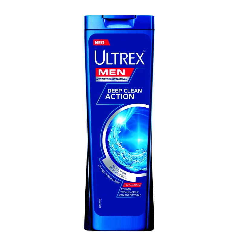 Ultrex Ultrex Men Deep Clean Action Αντιπιτυριδικό Σαμπουάν με Διπλό Σύστημα Δράσης, για Κάθε Τύπο Μαλλιών 360ml