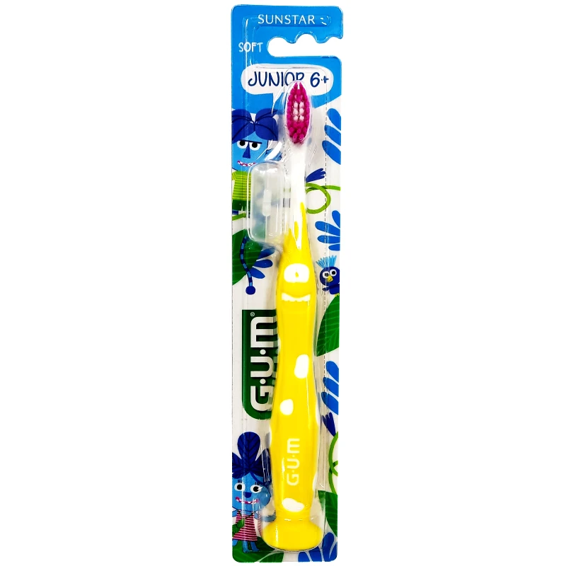 Gum Gum Junior 6+ Soft Toothbrush Παιδική Μαλακή Οδοντόβουρτσα με Βάση Βεντούζα 1 Τεμάχιο - Κίτρινο