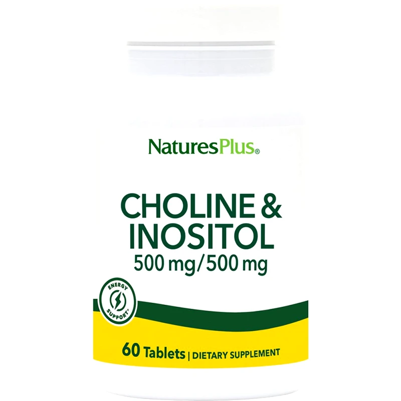 Natures Plus Natures Plus Choline 500mg & Inositol 500mg Συμπλήρωμα Διατροφής Χολίνης & Ινοσιτόλης για τον Μεταβολισμό του Λίπους, Καλή Υγεία του Ήπατος & Έλεγχο της Χοληστερίνης 60tabs
