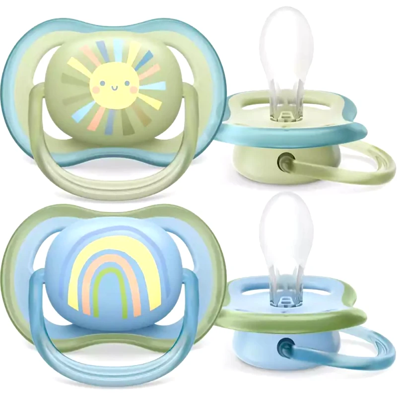 Philips Avent Philips Avent Ultra Air Silicone Soother 0-6m Χακί - Γαλάζιο Ορθοδοντική Πιπίλα Σιλικόνης με Μεγάλες Οπές για να Αναπνέει το Δέρμα του Μωρού 2 Τεμάχια, Κωδ SCF085/58