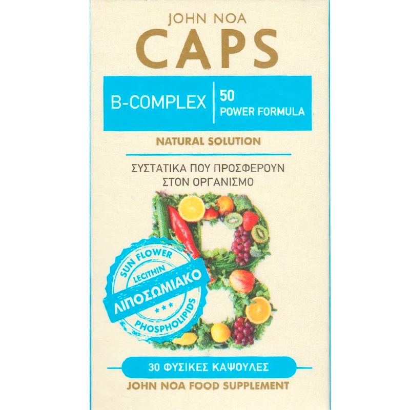 John Noa John Noa Vitamin B-50 Complex Power Formula Συμπλήρωμα Διατροφής Συμπλέγματος Βιταμινών Β Λιποσωμικής Μορφής για την Καλή Λειτουργία του Νευρικού Συστήματος & Ενέργεια 30veg.caps