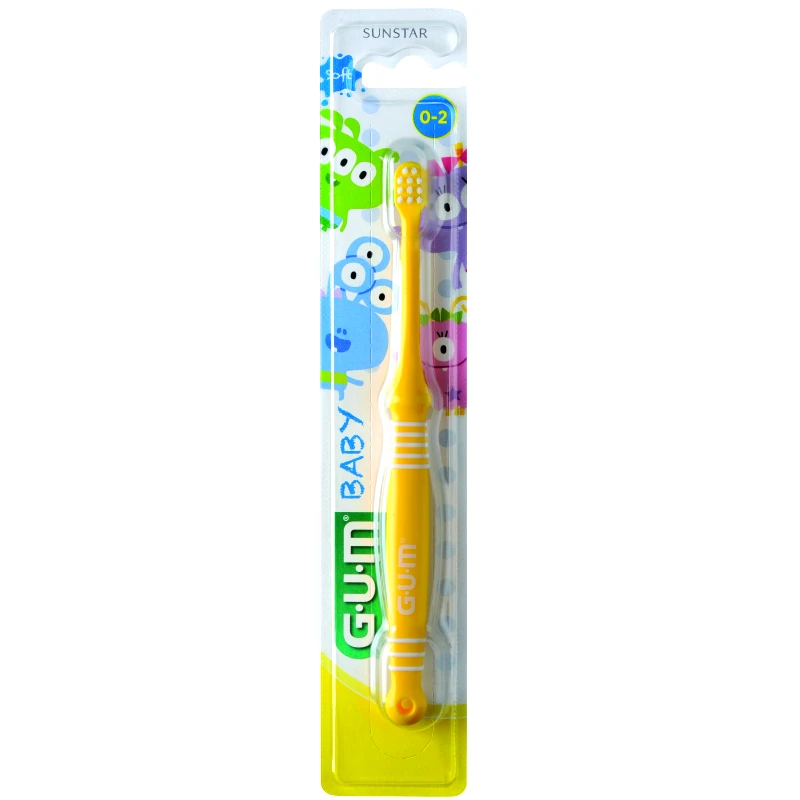 Gum Gum Baby 0-2 Years Soft Toothbrush Βρεφική Οδοντόβουρτσα με Μαλακές Τρίχες & Μικρή Κεφαλή για Ευκολία στη Χρήση 1 Τεμάχιο - Κίτρινο