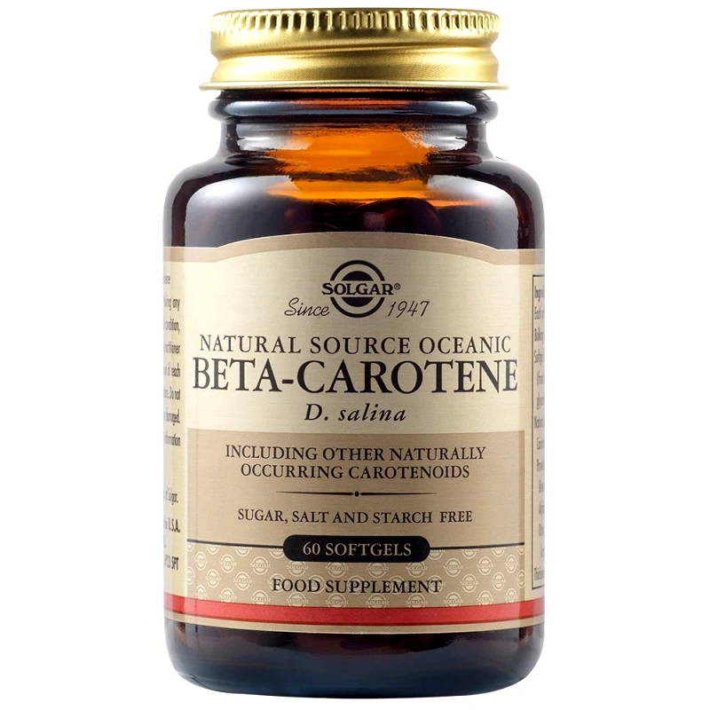 Solgar Solgar Natural Source Oceanic Beta Carotene Συμπλήρωμα Διατροφής με Βήτα Καροτίνη με Ισχυρές Αντιοξειδωτικές Ιδιότητες & Αντιμετώπιση Εκφυλιστικών Παθήσεων της Όρασης 60 Softgels
