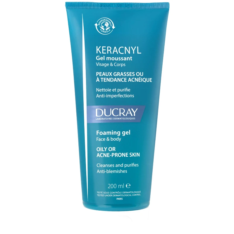 Ducray Ducray Keracnyl Gel Moussant Gel Καθαρισμού Προσώπου & Σώματος για Δέρματα με Ατέλειες - 200ml