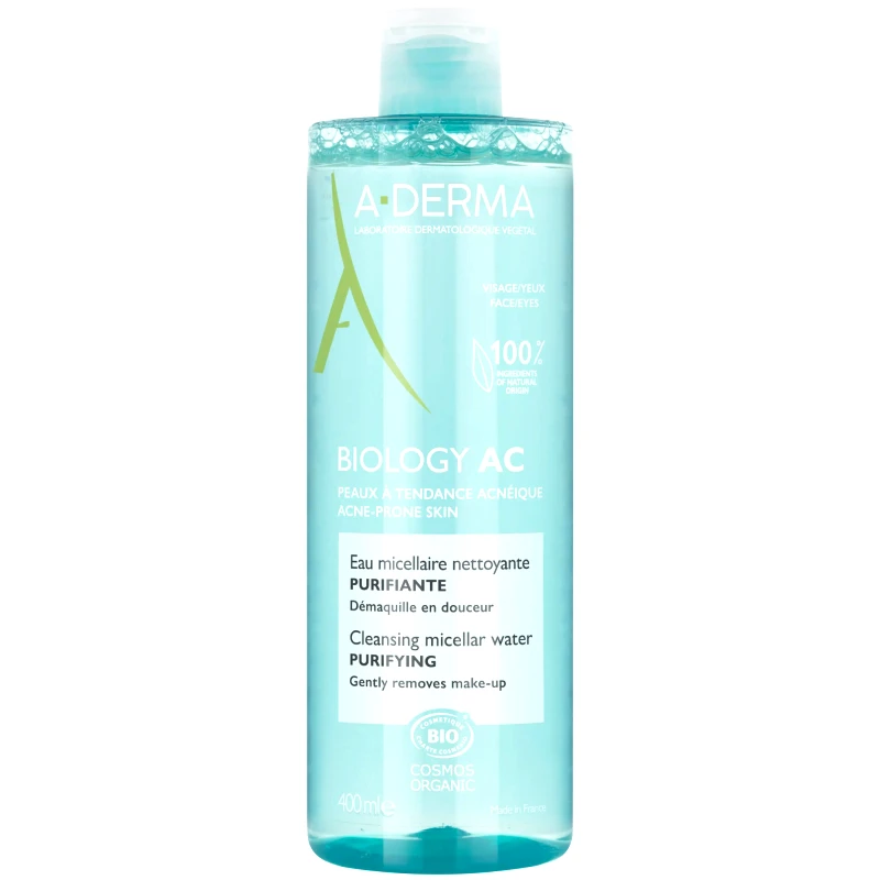 A-Derma A-Derma Biology AC Cleansing Micellar Water Νερό Καθαρισμού & Ντεμακιγιάζ Προσώπου, Ματιών με Μικύλλια για Λιπαρές Επιδερμίδες με Τάση Ακμής 400ml
