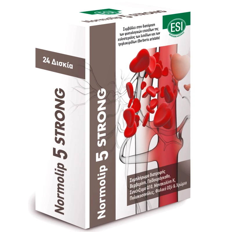 ESI Esi Normolip 5 Strong Συμπλήρωμα Διατροφής για τη Διατήρηση των Φυσιολογικών Επιπέδων της Χοληστερίνης 24tabs