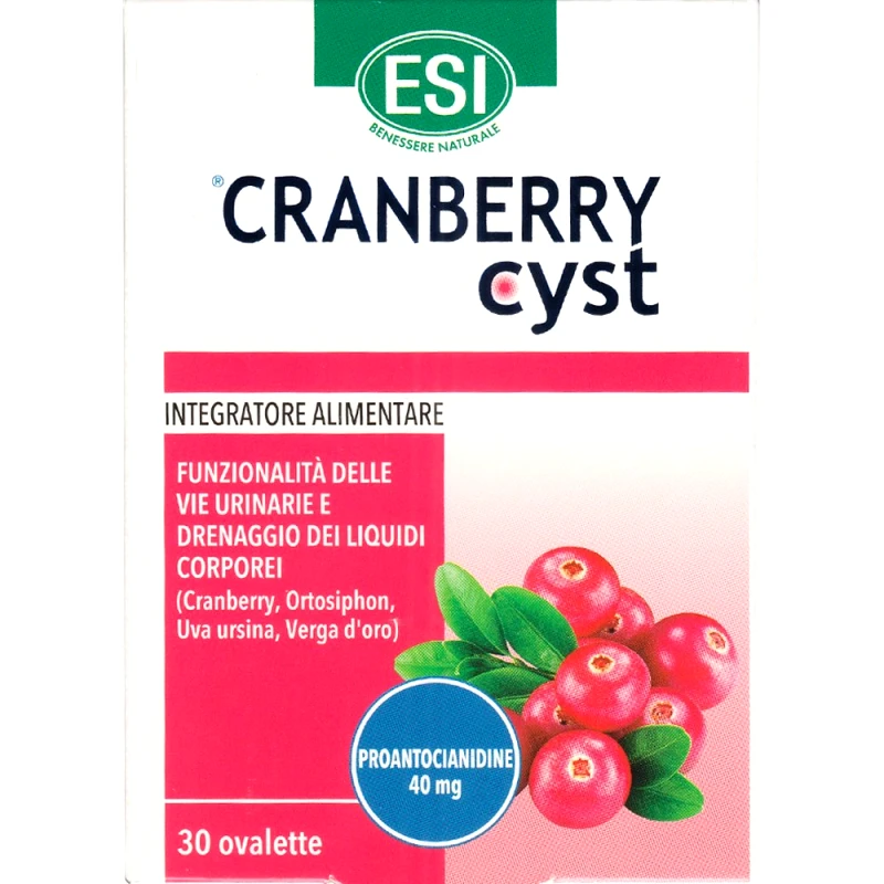 ESI Esi Cranberry Cyst Συμπλήρωμα Διατροφής Εκχυλίσματος Καρπών Cranberry & Βοτάνων για την Καλή Λειτουργία του Ουροποιητικού & Αντιμετώπιση της Κατακράτησης Υγρών 30tabs