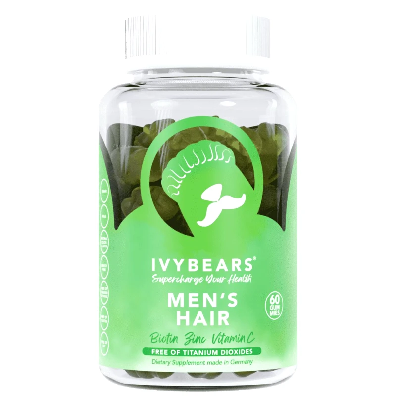 IvyBears IvyBears Men's Hair Συμπλήρωμα Διατροφής Φόρμουλας Βιταμινών & Μετάλλων για Λαμπερά, Δυνατά Γεμάτα Ζωντάνια Μαλλιά σε Άνδρες με Φυσική Γεύση 60 Ζελεδάκια