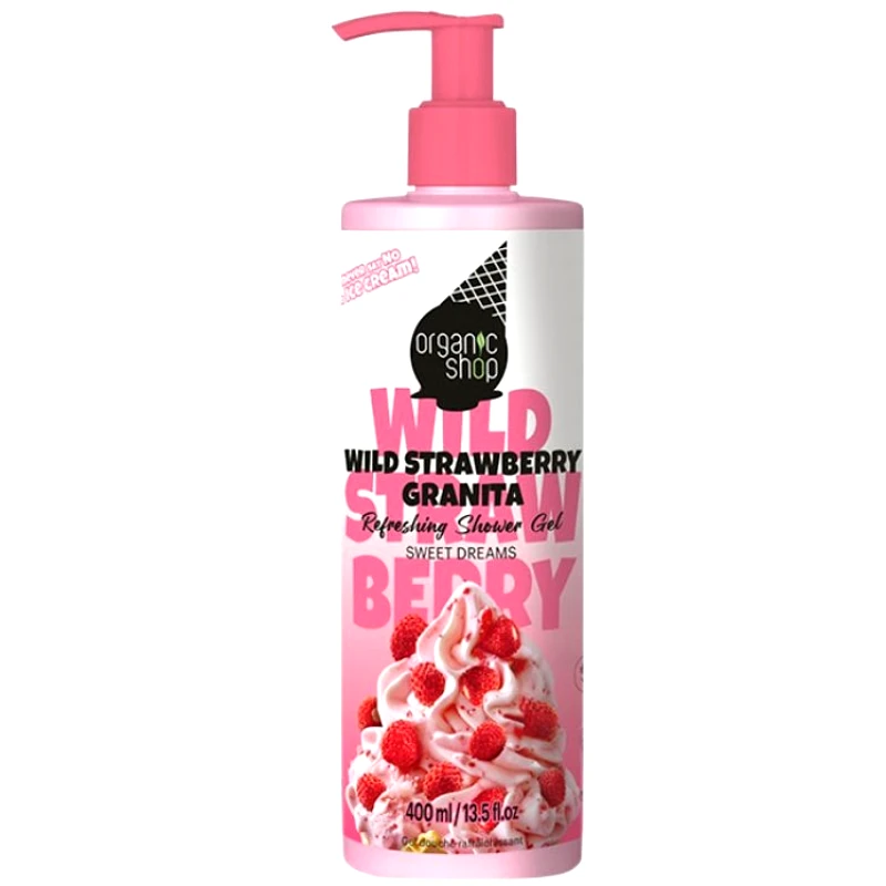 Natura Siberica Organic Shop Ice Cream Wild Strawberry Granita Body Shower Gel Ενυδατικό Αφρόλουτρο με Μοναδικό Άρωμα Άγριας Φράουλας με Αντλία 400ml
