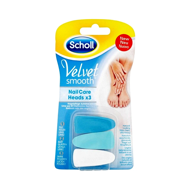 Scholl Scholl Velvet Smooth Nail Care Heads Ανταλλακτικά Ηλεκτρικού Συστήματος Περιποίησης Νυχιών 3τμχ