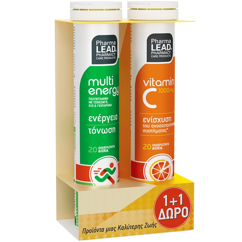 PharmaLead Pharmalead Πακέτο Προσφοράς Multi Energy 20 Effer.tabs & Δώρο Vitamin C 1000mg 20 Effer.tabs,Πολυβιταμίνες για Ενέργεια & Τόνωση & για την Ενίσχυση του Ανοσοποιητικού Συστήματος